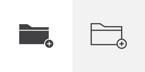 Poster - Add folder icons vectors illustrations in black fill and liner versions