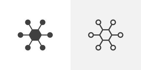 Poster - Chart connected icons vectors illustrations in black fill and liner versions
