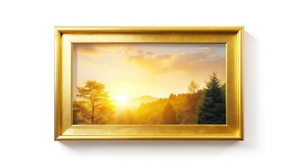 Canvas Print - A double-exposed gold frame, rectangular, AI-enhanced.