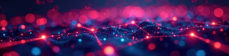 Abstract network nodes glowing, futuristic digital lines , graphic design, abstract background