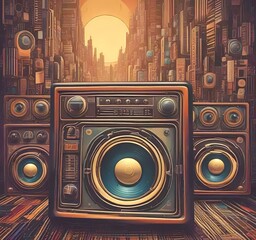 Wall Mural - illustration of music background.