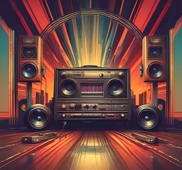Wall Mural - illustration of music background.