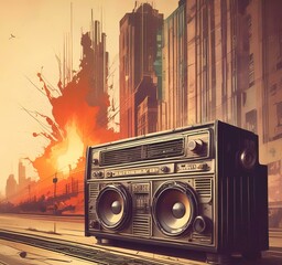 Wall Mural - illustration of music background.