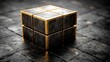 © Lemdah - Dark stone puzzle cube on textured floor