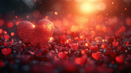 Wall Mural - Abstract Valentines Day Hearts Background