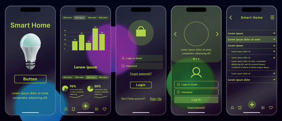 Wall Mural - sleek vector illustration of a smart home app interface displayed on a smartphone. the design featur