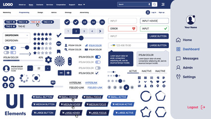 Wall Mural - a modern ui kit featuring a collection of buttons, icons, navigation menus, and responsive design el