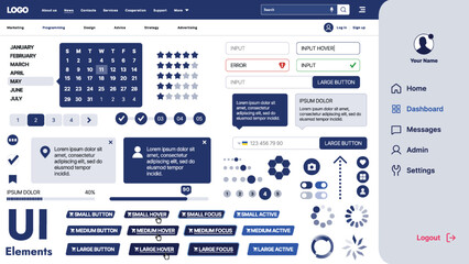 Wall Mural - a modern ui kit featuring a collection of buttons, icons, navigation menus, and responsive design el