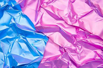 Wall Mural - the crumpled holographic packaging film displays an abstract pattern