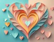 © Argiduna - Tarjeta Felicitacion, Corazón realizado en papel tonos pasteles, Concepto amor