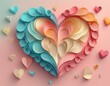 © Argiduna - Tarjeta Felicitacion, Corazón realizado en papel tonos pasteles, Concepto amor