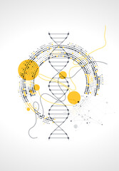Aufkleber - Abstraction on a scientific medical theme. Creative image of a DNA molecule with art elements.