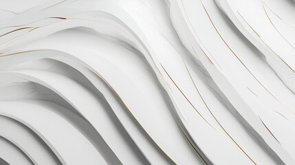 Wall Mural - minimalist white layered abstract design with gold accents