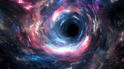 Canvas Print - a black hole surrounded by swirling clouds of cosmic dust.