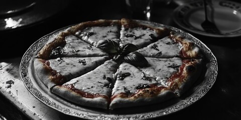 Wall Mural - Pizza on Pan on Table