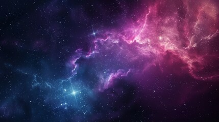 Wall Mural - a cosmic background with pink and blue nebulae, and scattered stars.