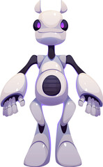 Aufkleber - Cartoon futuristic robot character or digital mascot of cyber animal, vector personage. Cartoon toy cyborg or robotic android bot with animal creature head, futuristic cyber alien robot character