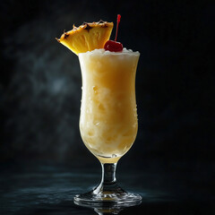 Wall Mural - Pina Colada Cocktail with Pineapple and Cherry Garnish