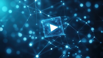 Wall Mural - play button in a network