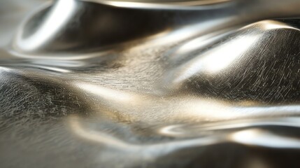 Wall Mural - a close up of a shiny, silver, crumpled surface.