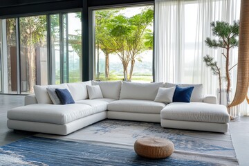 Wall Mural - Modern living room with white sofa