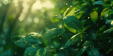 Canvas Print - Water droplets on plant leaves