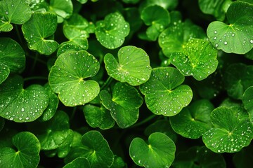 Canvas Print - Green Leaves with Water Droplets