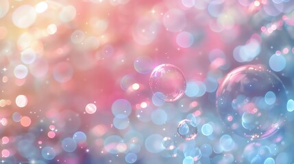 Canvas Print - abstract background with soft pastel colors, bokeh and bubbles.