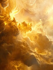 Aufkleber - Swirling clouds of yellow and gray in the ethereal atmosphere of Venus illuminated by glowing sunlight. Generative AI