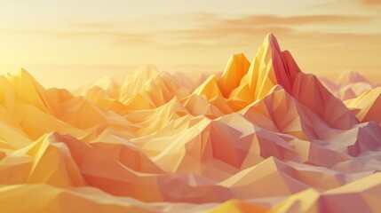 Wall Mural - Low-poly 3D abstract background with subtle gradient tones of yellow, orange, and soft brown.