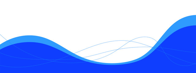 Wall Mural - Blue curve wave border, footer with lines wallpaper background