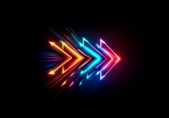 Aufkleber - Vibrant neon arrow streaks across a dark background, illuminating the path forward with dynamic motion and a spectrum of glowing colors.