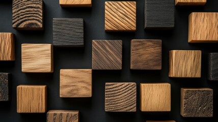 Wall Mural - top view of wooden cubes network arrangement modern design abstract art indoor creative perspective