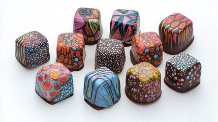 Artistic chocolate bonbons gourmet shop food photography studio setting close-up culinary creativity