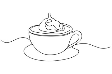 Wall Mural - Coffee cup continuous single line drawing of tea cup design symbol. outline Vector illustration
