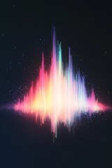 Poster - An electric arrangement of glowing vertical bars shifting height fluidly, creating a lively
