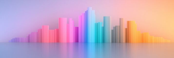 Aufkleber - A flowing gradient of multicolored columns rising and falling, reminiscent of a futuristic