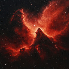 Wall Mural - Stunning view of a red nebula showcasing cosmic beauty and generative ai artistry in deep space exploration. Generative AI