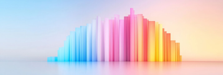Poster - A flowing gradient of multicolored columns rising and falling, reminiscent of a futuristic