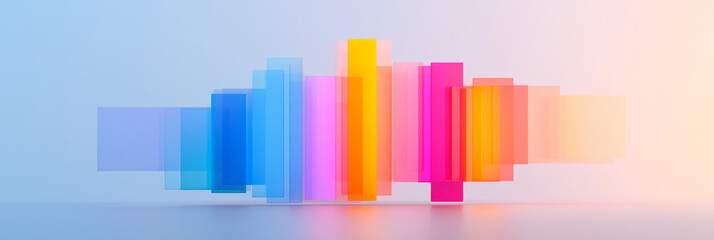Poster - A radiant sequence of neon bars rising and falling with rhythmic grace, delivering a cinematic,