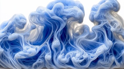 Poster - Blue Ink Swirls Abstract Background, Fluid Art