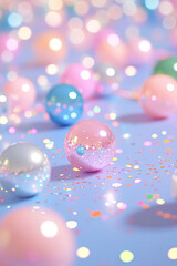 Aufkleber - A playful burst of color as scattered disco balls spin simultaneously, sending streaks of neon