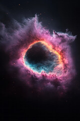Poster - A mystical, eye-shaped formation emerging from vibrant nebula dust, subtle stars shimmering around