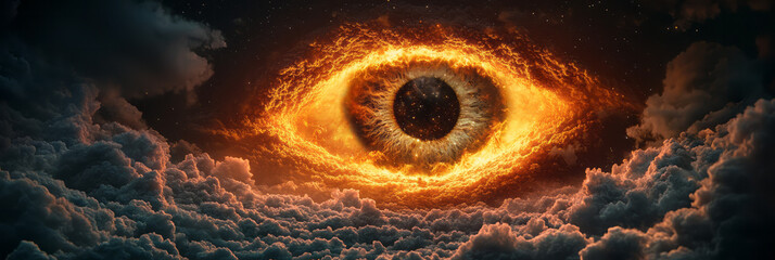 Aufkleber - A surreal vision of a glowing eye set amid rolling, cloud-like nebula gas, starlight glinting
