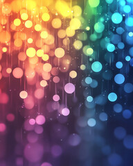 Poster - A radiant, color-saturated path meandering into darkness, glowing bokeh droplets lingering at the