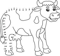 Wall Mural - Dot to Dot Cow Animal Isolated Coloring Page