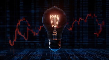 Wall Mural - light bulb on digital background representing innovation and ideas