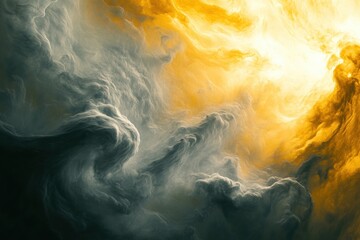 Aufkleber - Swirling yellow and gray clouds of Venus illuminated by glowing sunlight with space for text. Generative AI