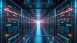 © MODERNARTWatChaRaWit - a futuristic data center with rows of servers and glowing blue and red lights. The image creates a sense of mystery and intrigue, perfect for illustrating the concepts of technology, data storage.