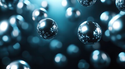 Wall Mural - a mesmerizing abstract background featuring floating blue bubbles that create a sense of depth and t